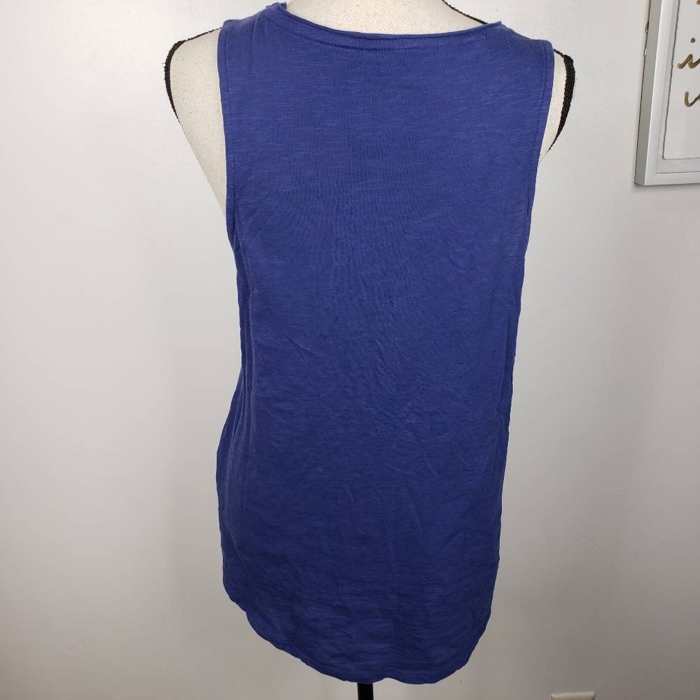 Lucky Brand Blue White Red American US Flag Scoop Neck Cotton Tank Top L - Picture 3 of 9